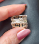 Винтидж / Стар семеен сребърен пръстен със зелен емайл / проба 925 , снимка 7