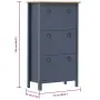 vidaXL Шкаф за обувки Hill сив 72x35x124 см борово дърво масив, снимка 3