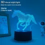 Холограмна 3D LED лампа Кон,RGB Седемцветен Интелигентен Контрол,USB/батерия, снимка 1