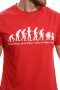Нова мъжка тениска с трансферен печат Човешка еволюция в червен цвят, снимка 2