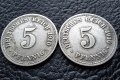 Стара монета 5 пфенига 1910 г.  буква  А , 2 броя- Германия- хит цена !, снимка 7