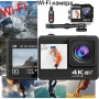 Wifi Екшън камера, водоустойчива 4к спортна боди камера за видеозаписи, снимка 1