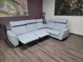 Сив ъглов диван от плат "HUKLA M-Bavero" с ел. релакс механизъм, снимка 9