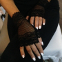Стилни ръкавици без пръсти от черна дантела- 8601, снимка 2