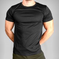 Мъжка черна тениска за фитнес от дишаща материя, снимка 3 - Тениски - 38579007