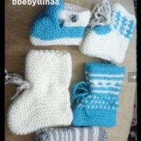 Зимна шапка за новородено + бебешки терлици, снимка 3 - Бебешки шапки - 38284750