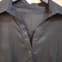 Стилна черна риза - боди № Л, снимка 1 - Ризи - 42835469