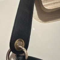 Черна дамска чанта SaraPen от естествен велур и лак, снимка 4 - Чанти - 44223355