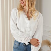 Дамска памучна блуза в бяло с дълъг ръкав, снимка 13 - Блузи с дълъг ръкав и пуловери - 42766961