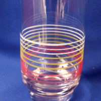 Ретро стъклени чаши за безалкохолно, цветни кантове – 10 бр, снимка 6 - Чаши - 44530284