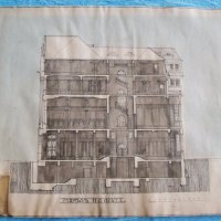 Красив стар архитектурен чертеж, скица, рисунка от преди 1944г. №8, снимка 5 - Други ценни предмети - 32149349