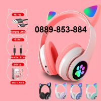 2022 RGB Безжични Слушалки Котешки Уши Bluetooth Хит Подарък, снимка 1 - Безжични слушалки - 35214280