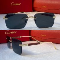 Cartier мъжки слънчеви очила с дървени дръжки, снимка 1 - Слънчеви и диоптрични очила - 42796957