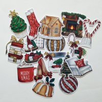 Дизайнерски стикери за скрапбук Christmas at home 18 бр - V070, снимка 1 - Други - 42279124