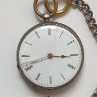 Стар сребърен джобен часовник с ключ, снимка 10 - Антикварни и старинни предмети - 40691565