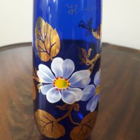 Стъклена цветна ваза с позлата , снимка 1 - Колекции - 31761666