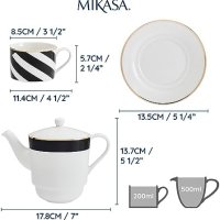 Нов Mikasa Luxe Deco Луксозен Чайник и Чаша с Арт Деко и Злато Подарък, снимка 7 - Други стоки за дома - 42873085