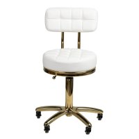 Козметичен стол - табуретка с облегалка Gold AM-961 49/63 см - бяла/черна, снимка 2 - Друго оборудване - 44145320