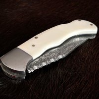 Класически сгъваеми джобен нож (серия Дамаск) с костна дръжка., снимка 3 - Ножове - 39501841