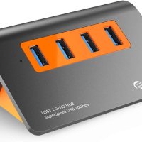 ORICO 4-портов захранван USB 3.1 Gen2 хъб Алуминиев хъб за данни 10 Gbps Super Speed USB сплитер, снимка 1 - Кабели и адаптери - 42429859