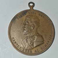 Рядък бронзов румънски медал за  25 годишнина Карол I, снимка 1 - Антикварни и старинни предмети - 44531737