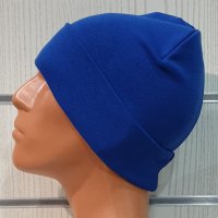 Нова мъжка зимна шапка с подгъв в син цвят, снимка 3 - Шапки - 39325482