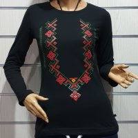 Нова дамска блуза с дълъг ръкав с трансферен печат Шевица, Етно мотив, България, снимка 3 - Блузи с дълъг ръкав и пуловери - 30655594