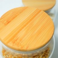 6бр. Стъклени буркани за съхранение с бамбуков капак / Буркани за подправки + 36бр. БГ етикети, снимка 4 - Кутии за храна - 40233847