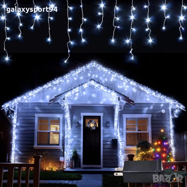 Бяла Светеща завеса 12метра х 60см с Флаш Ефект тип Висулка, снимка 1