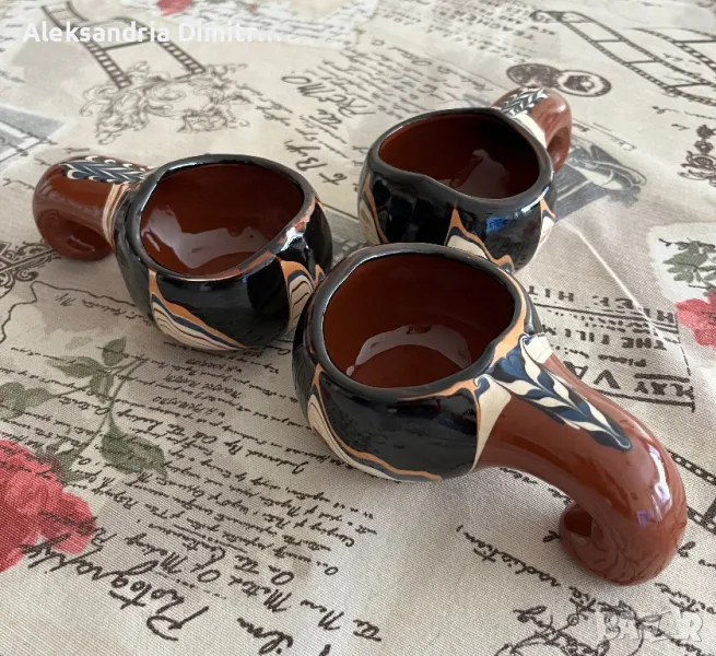 Старинни порцеланови чашки за ракия 3бр, снимка 1