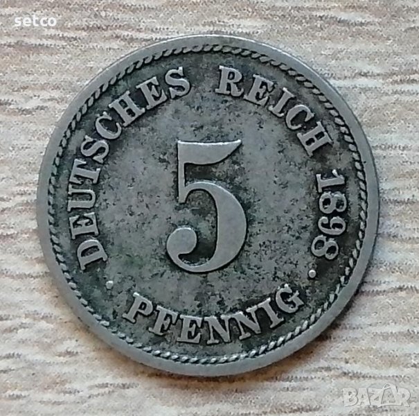 Германия 5 пфенига 1898  "F" - Щутгарт Д26, снимка 1