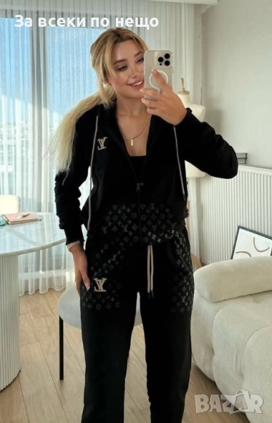 Louis Vuitton Дамски Черен Спортен Комплект🔝Дамски Спортен Екип Луис Витон Код S6, снимка 1