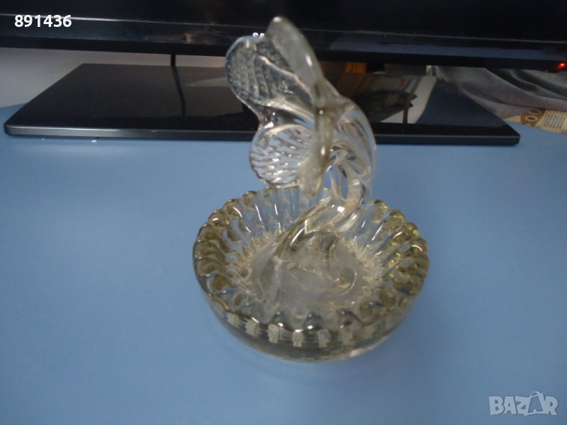 Стар български стъклен пепелник, снимка 1