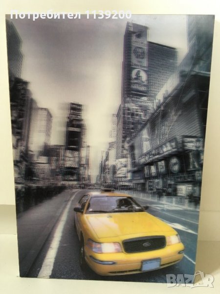 3D Жълто такси taxi Ford в New York винтидж пано за стена, снимка 1