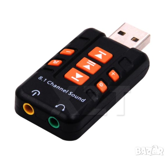 Универсален Портативен Мини Аудио Адаптер Xear 3D USB 3D 8.1 Канална Звукова Карта + 3.5мм Интерфейс, снимка 1