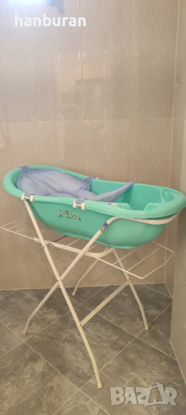 Бебешка вана със стойка и подложка за къпане., снимка 1