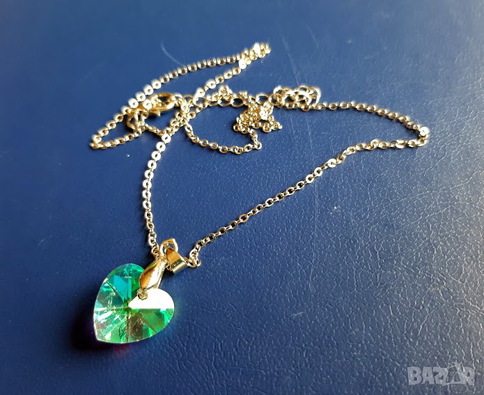 Колие от неръждаема стомана и сваровски кристал, сърце, снимка 1