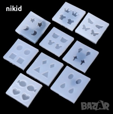 11 вида чифта чифт обеци силиконов молд форми форма ситни фигурки смола бижута бижу, снимка 1