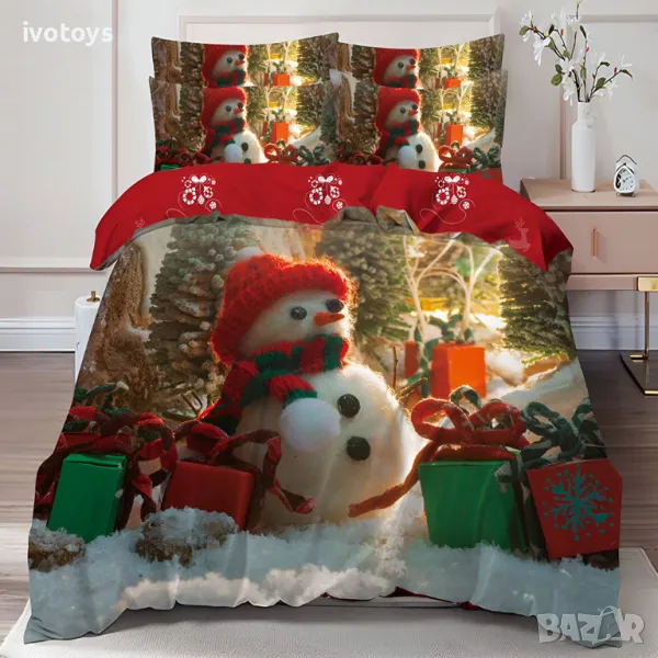 Двулицев коледен спален комплект (Реално изображение), 6 части - Модел WS17138, снимка 1