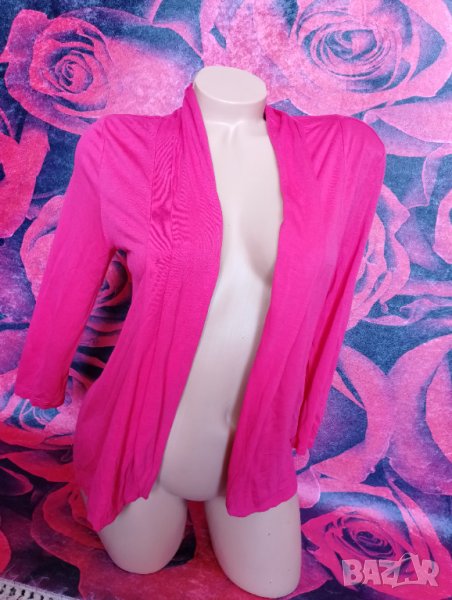 Ярко розова тънка жилетка от трико С/М, снимка 1