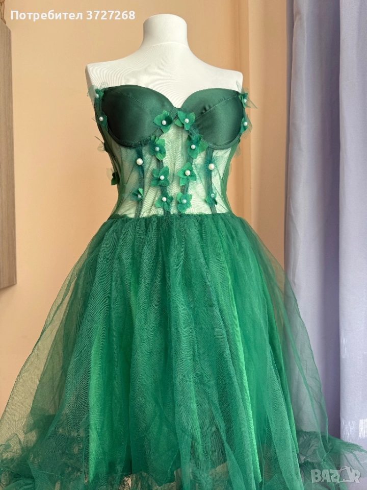 Къса бална рокля в зелено, снимка 1