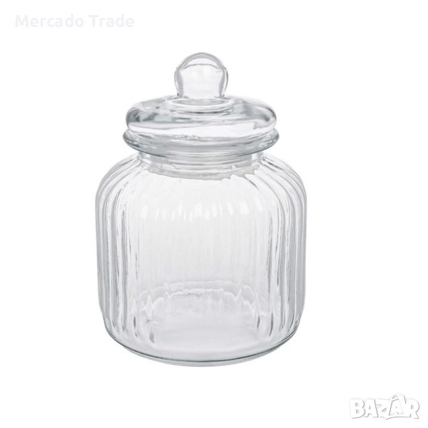 Стъклен буркан за сладки Mercado Trade, Прозрачен, Релефен дизайн, 3л, снимка 1