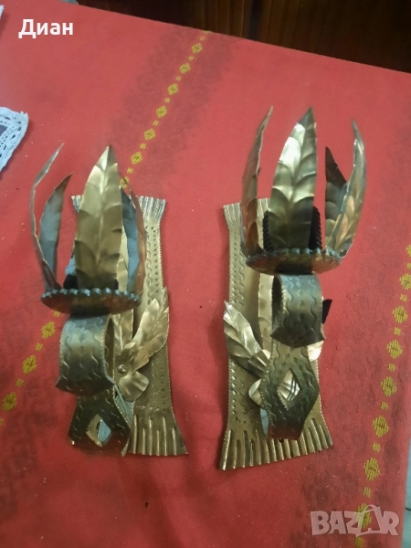 Медни ръчно ковани аплици за стена, снимка 1