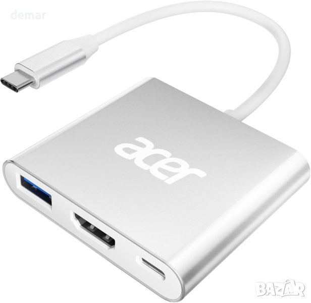 Acer USB C хъб, 3 в 1 с 5Gbps USB 3.0 GEN1 порт, 4K HDMI и PD Max 100W, снимка 1