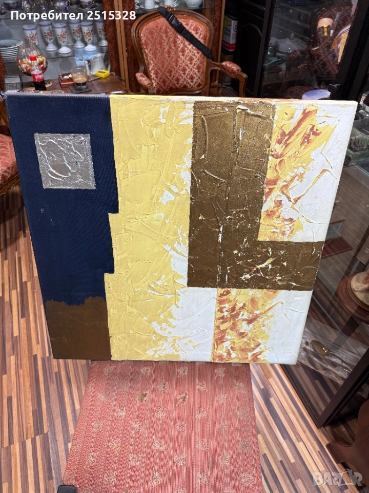 картина абстракт ард деко маслени бой платно, снимка 1