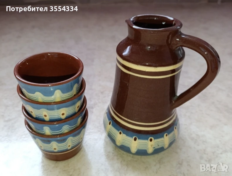 Старинна кана и чаши, снимка 1