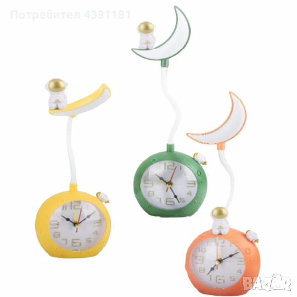 LED настолна лампа с будилник Astronaut Moon, снимка 1