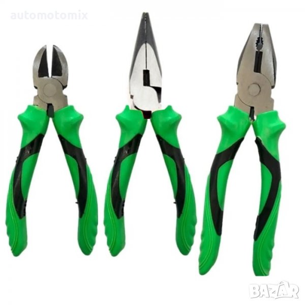 Комплект клещи Automat, 3бр, С гимирани дръжки, Зелен, снимка 1