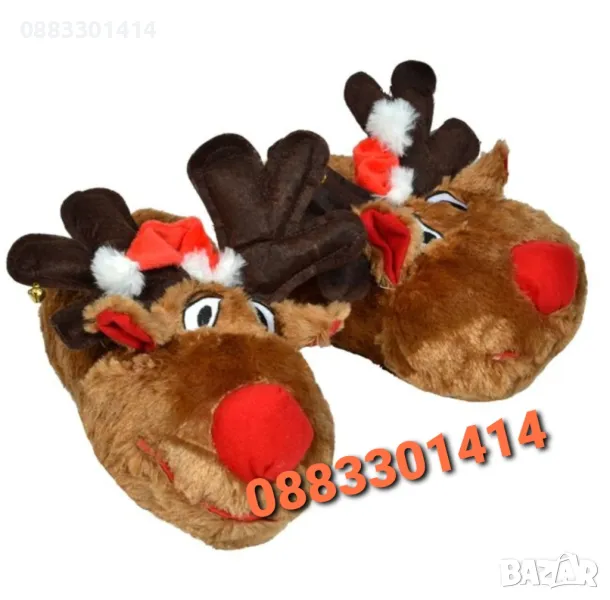 Плюшени пантофи Еленче 3D, снимка 1