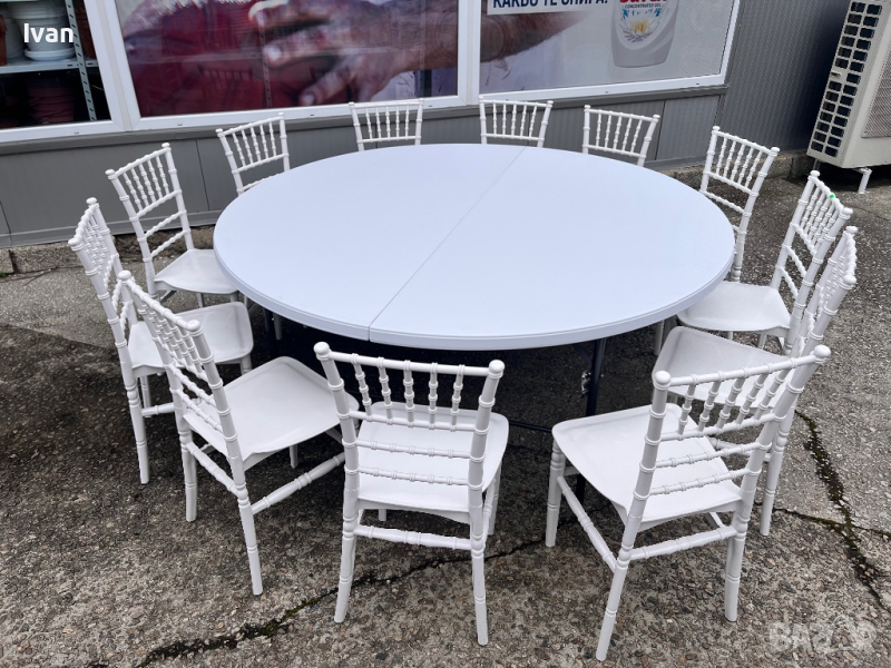 Кръгла кетъринг маса сгъваема ф150 ф180, снимка 1